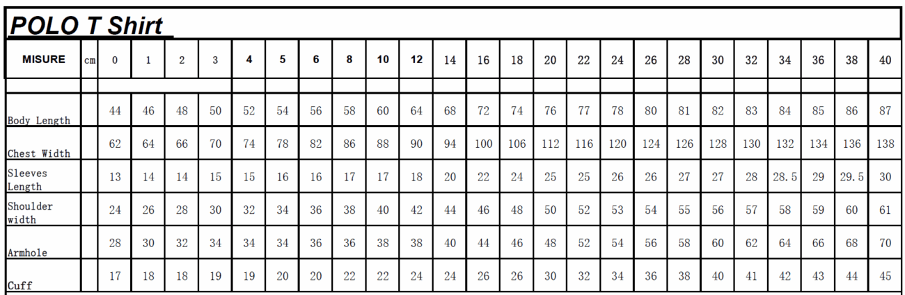 EY PS Polo full size chart